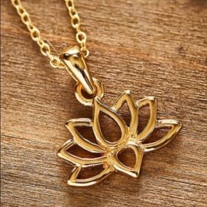 Goldtone Lotus Flower Pendent Necklace